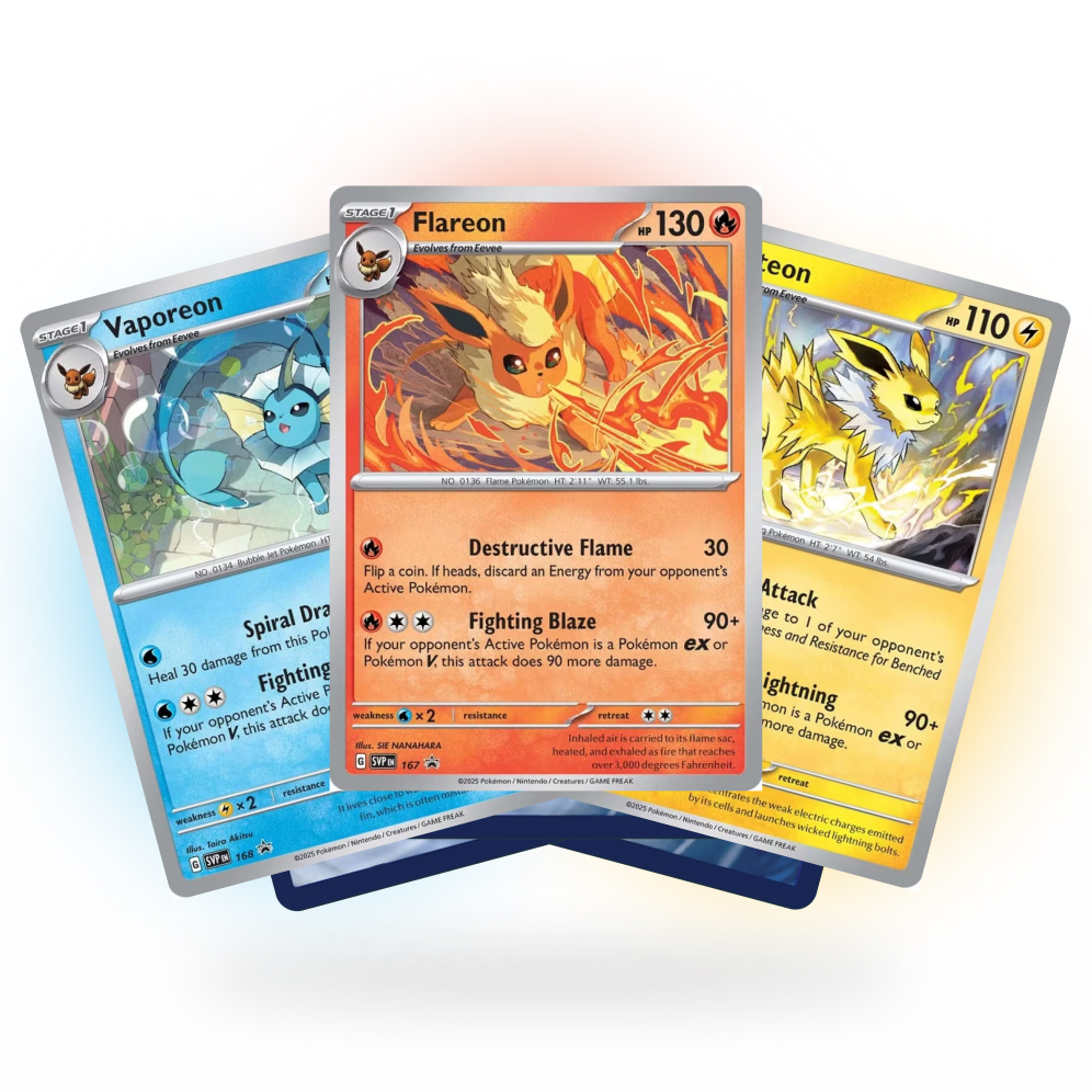 Obrazek: Set 3 karet Flareon, Vaporeon, Jolteon [SVP 167, 168, 169] - Prismatic Evolutions Promo